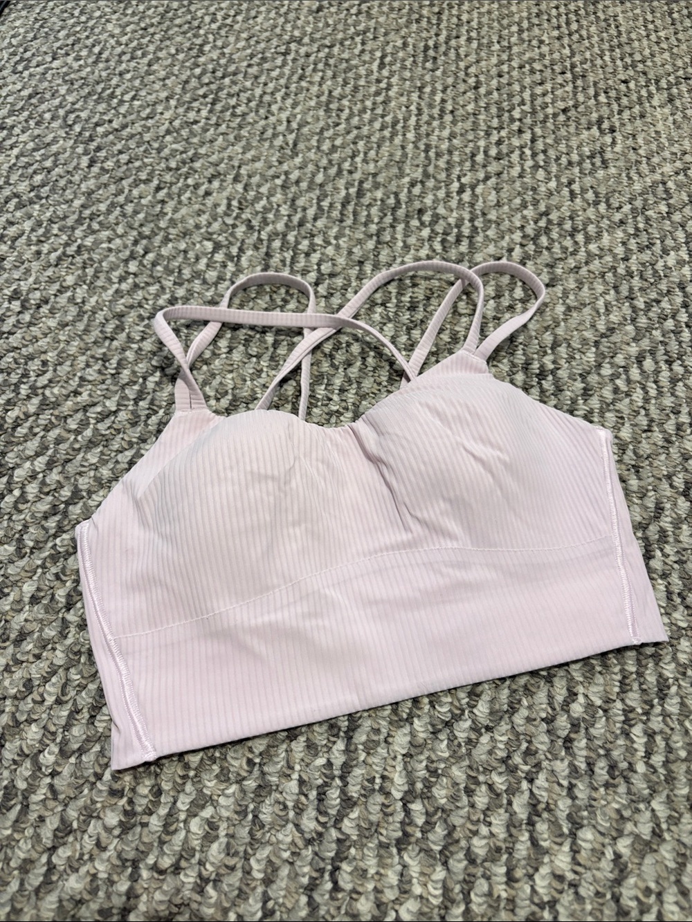 Women's Light Pink Ribbed Bralette sports bra